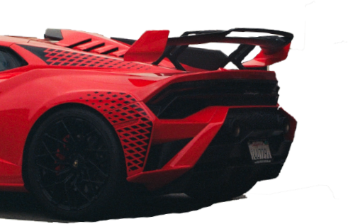 Rear three-quarter view of a red Lamborghini Hurac&aacute;n STO